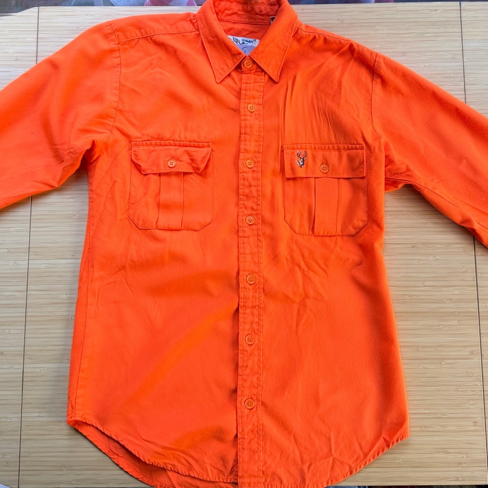 Men's Bright Orange Button-Up Shirt